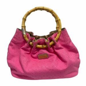 Lilly Pulitzer Pink/Tan Textile Satchel Handbag